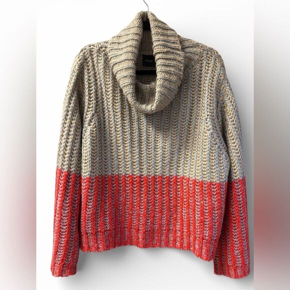 Sweaters - Cliché Chunky Knit Boxy Cowl Neck Sweater M Colorblock
